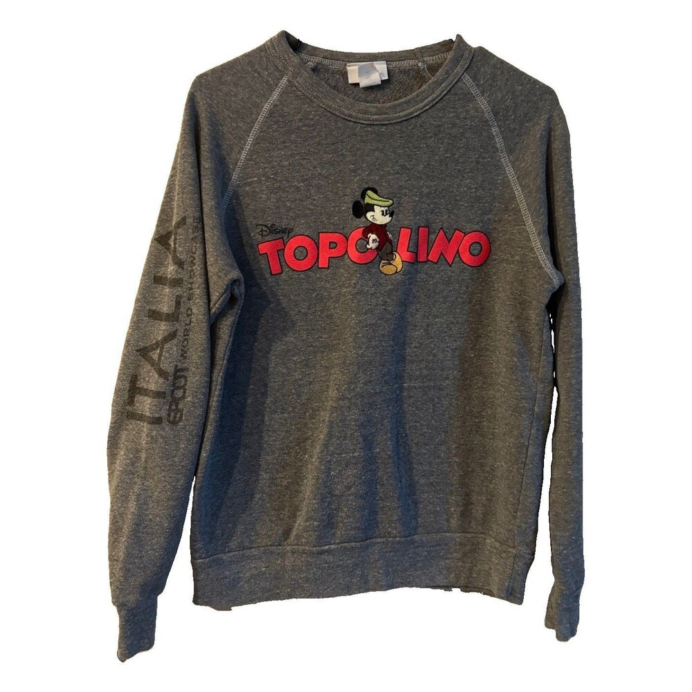 Disney Topolino EPCOT Italy Gray Embroidered Crewneck Sweatshirt Adult